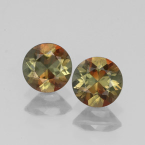 Gemas de andalucita multicolor natural de  ct, corte redondo, VS