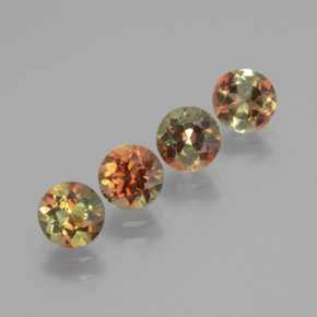 Gemas de andalucita multicolor natural de  ct, corte redondo, VS