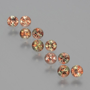 Gemas de andalucita multicolor natural de  ct, corte redondo, VS