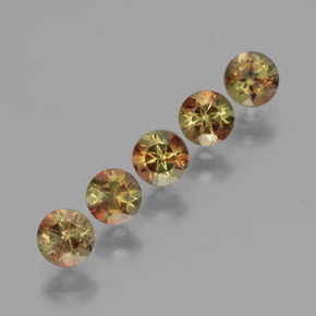 Gemas de andalucita Multicolor natural de 1.58 ct, Corte Redondo, VS