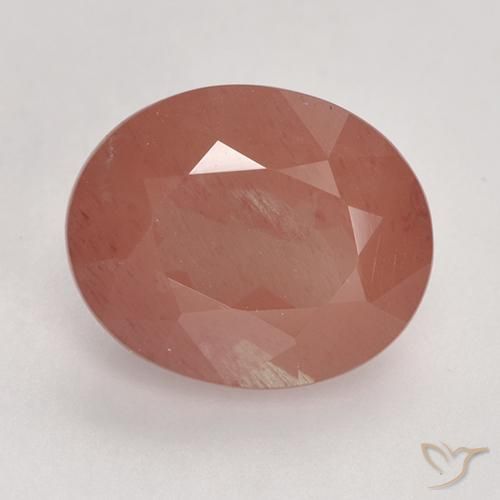 Labradorita Andesina Rojo medio natural de 3.16 ct, Ovalada, Translúcido