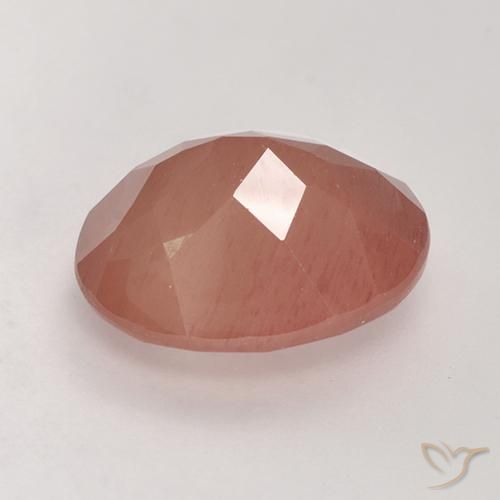 Labradorita Andesina Rojo medio natural de 3.16 ct, Ovalada, Translúcido