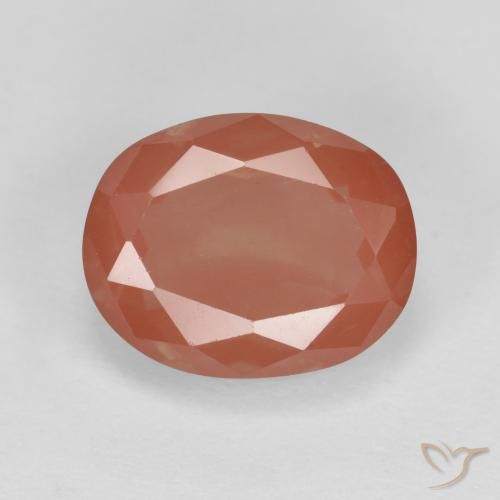 Labradorita Andesina Rojo medio natural de 2.94 ct, Ovalada, Translúcido