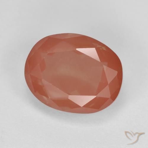 Labradorita Andesina Rojo medio natural de 2.94 ct, Ovalada, Translúcido
