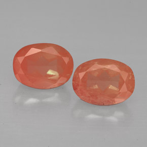 Gemas de Labradorita Andesina Rojo naranja natural de  ct, Corte Óvalo, VS