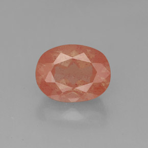 Labradorita Andesina Rojo naranja natural de 1.93 ct, Corte Óvalo, Translúcido