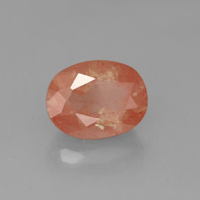 Labradorita Andesina Rojo naranja natural de 1.93 ct, Corte Óvalo, Translúcido