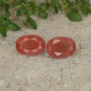 Gemas de Labradorita Andesina Rojo naranja natural de 1.92 ct, Corte Óvalo, Translúcido