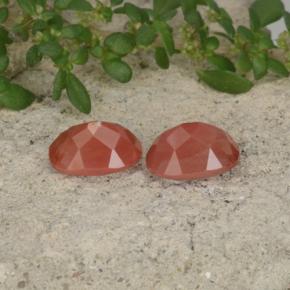 Gemas de Labradorita Andesina Rojo naranja natural de 1.92 ct, Corte Óvalo, Translúcido