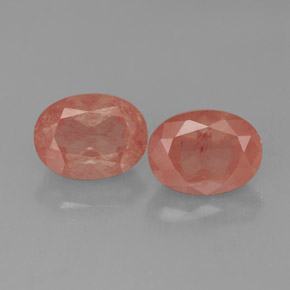 Gemas de Labradorita Andesina Rojo naranja natural de  ct, Corte Óvalo, Translúcido