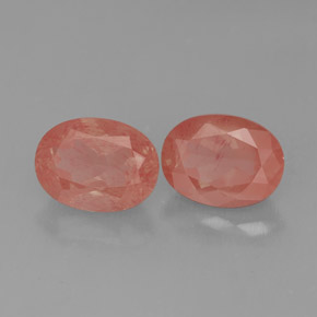 Gemas de Labradorita Andesina Rojo naranja natural de  ct, Corte Óvalo, Translúcido