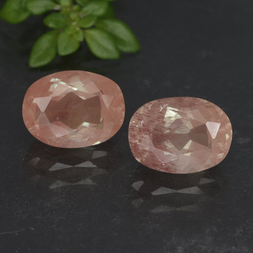 Gemas de Labradorita Andesina Rosado pomelo natural de 2.90 ct, Corte Óvalo, Translúcido