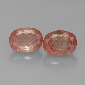 Gemas de Labradorita Andesina Rojo naranja natural de  ct, Corte Óvalo, Translúcido