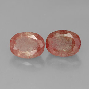 Gemas de Labradorita Andesina Rojo naranja natural de  ct, Corte Óvalo, Translúcido