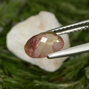 Andesina labradorita rojo natural de 1,29 ct, corte óvalo, VVS-VS