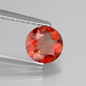 Andesina labradorita naranja natural de 0,65 ct, corte redondo, VS
