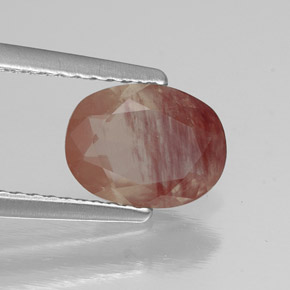 Labradorita Andesina Rojo naranja natural de 1.04 ct, Transparente, Transparente / Translúcido