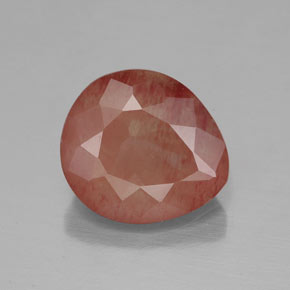 Labradorita Andesina Rojo naranja natural de 3.24 ct, Transparente, Transparente / Translúcido