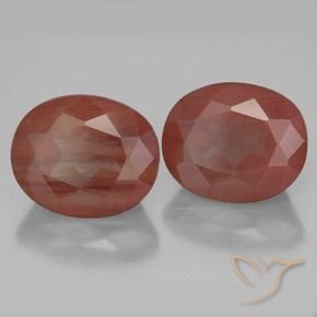 Gemas de Labradorita Andesina Rojo medio natural de 8.14 ct, Ovalada, Transparente / Translúcido
