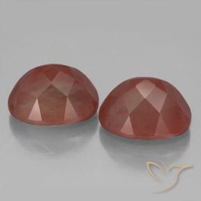 Gemas de Labradorita Andesina Rojo medio natural de 8.14 ct, Ovalada, Transparente / Translúcido