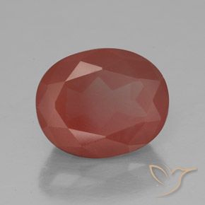 Labradorita Andesina Rojo medio natural de 3.84 ct, Ovalada, Transparente / Translúcido