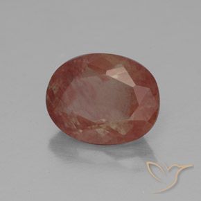 Labradorita Andesina Roja Anaranjada natural de 2.63 ct, Ovalada, Transparente