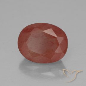Labradorita Andesina Roja Anaranjada natural de 2.92 ct, Ovalada, Transparente / Translúcido