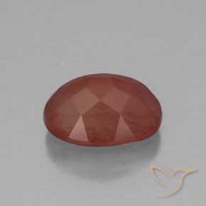 Labradorita Andesina Roja Anaranjada natural de 2.92 ct, Ovalada, Transparente / Translúcido