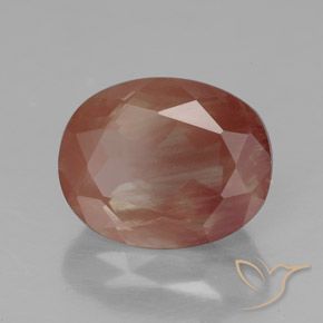 Labradorita Andesina Naranja rojizo pálido natural de 2.94 ct, Ovalada, Transparente