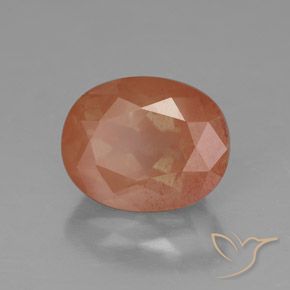 Labradorita Andesina Naranja medio natural de 3.08 ct, Ovalada, Transparente / Translúcido