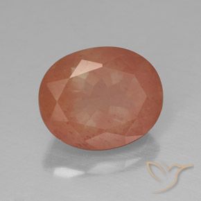 Labradorita Andesina Naranja rojizo natural de 4.05 ct, Ovalada, Translúcido