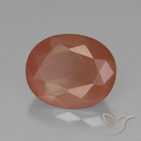 Labradorita Andesina Naranja rojizo pálido natural de 3.40 ct, Ovalada, Translúcido