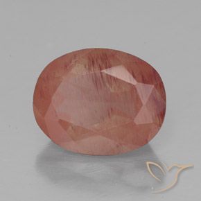 Labradorita Andesina Rojo medio natural de 3.04 ct, Ovalada, Transparente / Translúcido