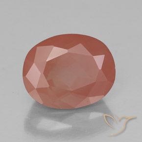 Labradorita Andesina Naranja rojizo pálido natural de 3.00 ct, Ovalada, Transparente / Translúcido