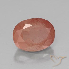 Labradorita Andesina Naranja rojizo pálido natural de 2.06 ct, Ovalada, Transparente / Translúcido
