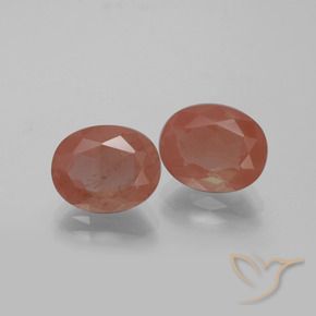 Gemas de Labradorita Andesina Rojo medio natural de 5.49 ct, Ovalada, Transparente