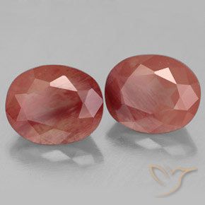 Gemas de Labradorita Andesina Rojo medio natural de 6.97 ct, Ovalada, Transparente