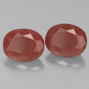Gemas de andesina labradorita rojo natural de 5,49 ct, corte óvalo, transparente