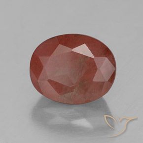 Labradorita Andesina Rojo medio natural de 2.97 ct, Ovalada, Transparente