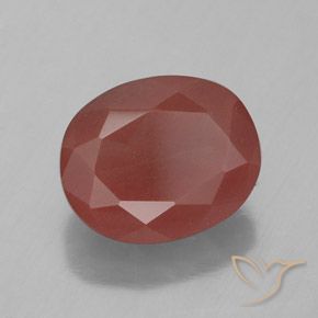 Labradorita Andesina Rojo medio natural de 4.20 ct, Ovalada, Transparente / Translúcido
