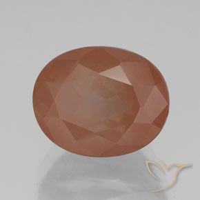 Labradorita Andesina Naranja medio natural de 3.06 ct, Ovalada, Transparente / Translúcido