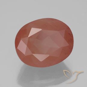 Labradorita Andesina Naranja rojizo pálido natural de 4.17 ct, Ovalada, Transparente / Translúcido