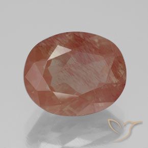 Labradorita Andesina Rojo medio natural de 3.58 ct, Ovalada, Transparente / Translúcido