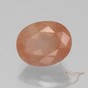 Labradorita Andesina Naranja rojizo claro natural de 3.05 ct, Ovalada, Transparente / Translúcido