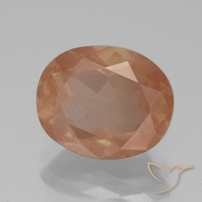 Labradorita Andesina Naranja rojizo claro natural de 3.52 ct, Ovalada, Transparente / Translúcido