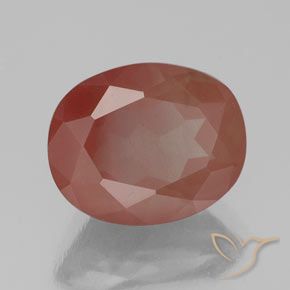 Labradorita Andesina Naranja rojizo pálido natural de 3.26 ct, Ovalada, Transparente / Translúcido