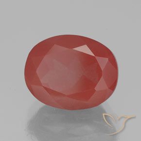 Labradorita Andesina Rojo medio natural de 3.05 ct, Ovalada, Transparente / Translúcido
