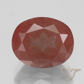 Labradorita Andesina Rojo medio natural de 4.13 ct, Corte Óvalo, Translúcido
