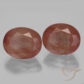 Gemas de Labradorita Andesina Rojo sangre natural de 7.59 ct, Ovalada, Transparente / Translúcido