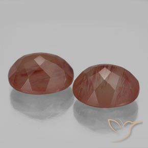 Gemas de Labradorita Andesina Rojo sangre natural de 7.59 ct, Ovalada, Transparente / Translúcido